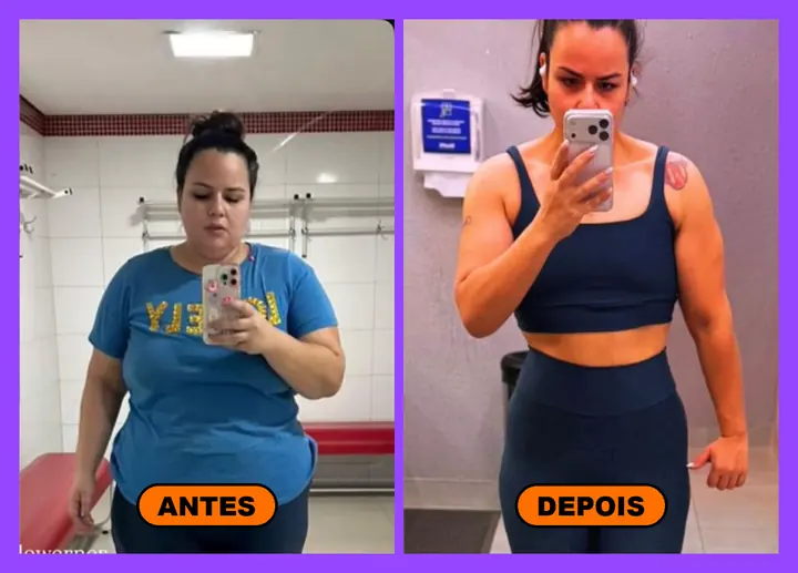 Antes e depois de aluna Power que venceu a obesidade
